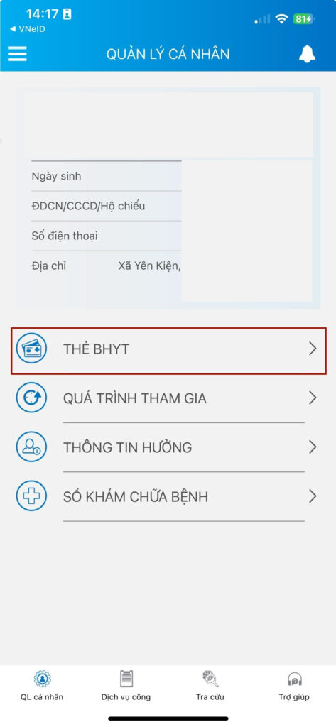 Mã QR thẻ BHYT hiển thị trên ứng dụng VssID