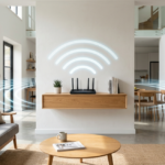 Bộ định tuyến WiFi đặt trong không gian nhà ở