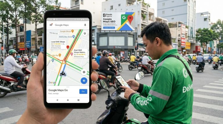 Giao diện Google Maps trên điện thoại với bản đồ và thông tin chỉ đường
