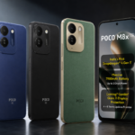 Poco M8x 5G hiển thị mặt trước với màn hình lớn