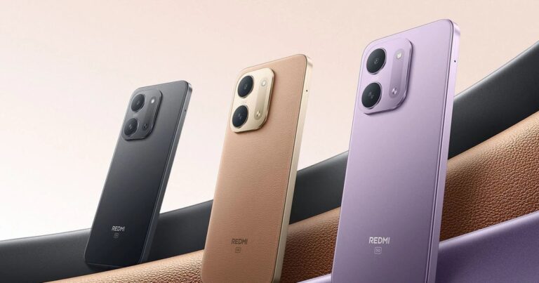 Redmi 17C 5G nhìn từ mặt trước với màn hình kích thước lớn