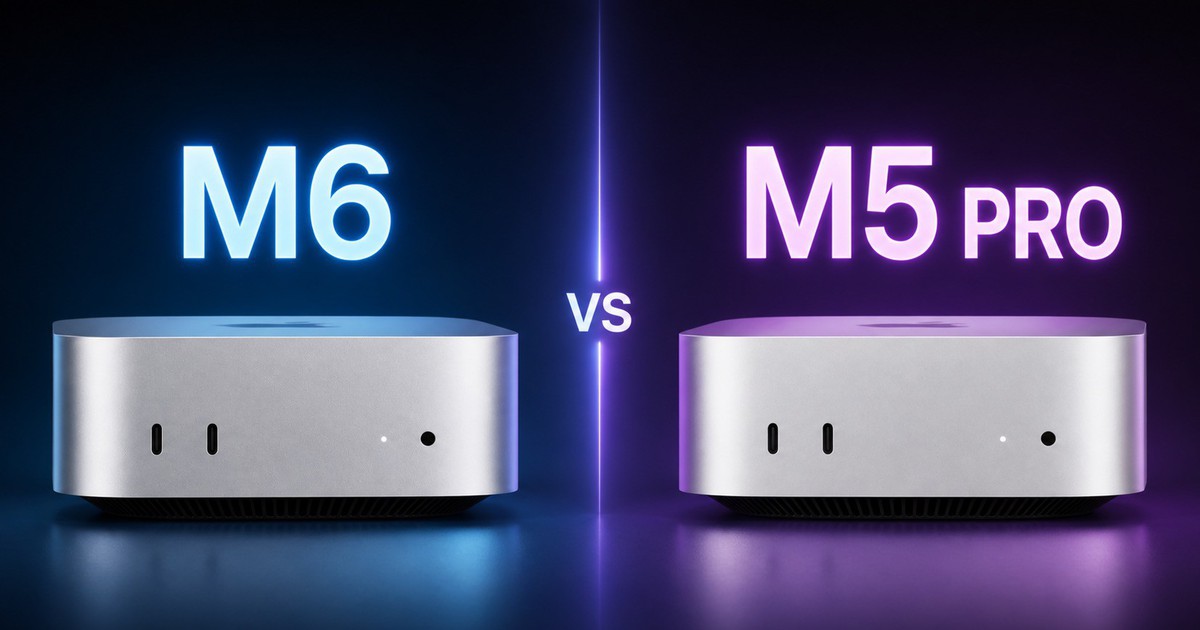 Mac mini M6 với thiết kế nhỏ gọn trên nền trắng