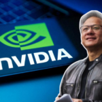 Logo NVIDIA trên nền tối trong bối cảnh công nghệ trí tuệ nhân tạo