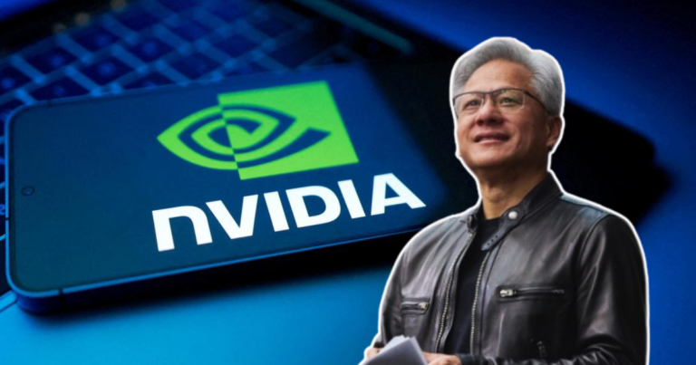 Logo NVIDIA trên nền tối trong bối cảnh công nghệ trí tuệ nhân tạo