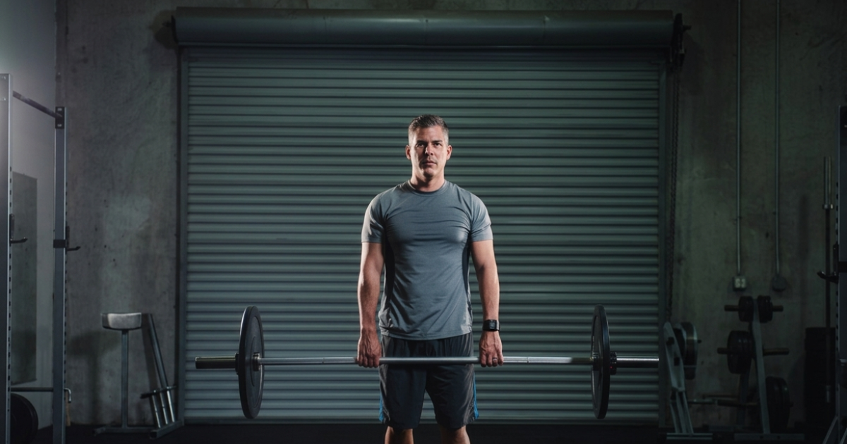 Người đàn ông thực hiện bài tập kháng lực trong phòng gym