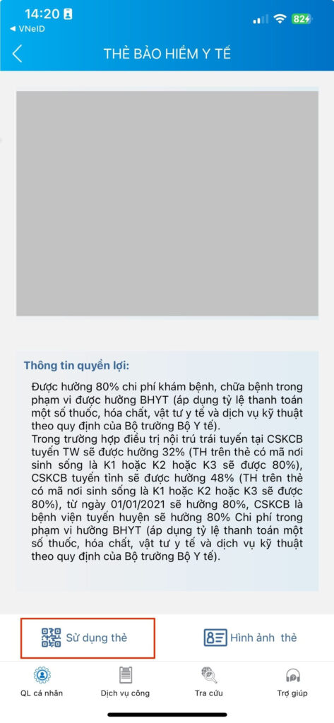 Hình ảnh thẻ BHYT điện tử trên màn hình điện thoại