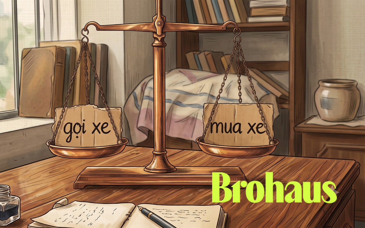 Người dùng xem bảng tính chi phí gọi xe và trả góp ô tô trên máy tính