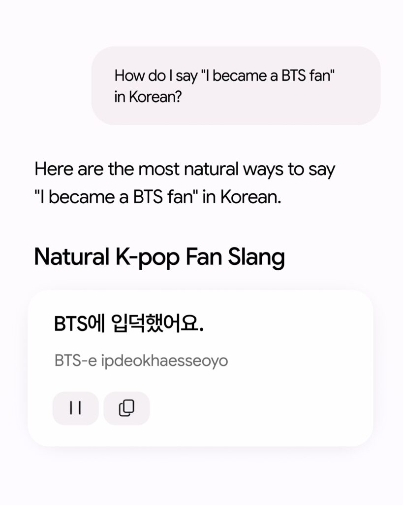 Minh họa chiến dịch BTS trên ứng dụng Gemini