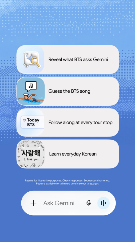 Người dùng tương tác với nội dung BTS trên Gemini