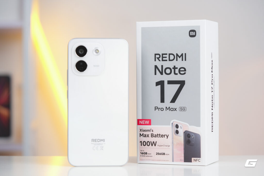 Cận cảnh điện thoại REDMI Note 17 Pro Max 5G với viên pin dung lượng lớn