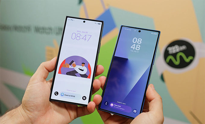 Giao diện One UI hiển thị trên màn hình ngoài của điện thoại gập