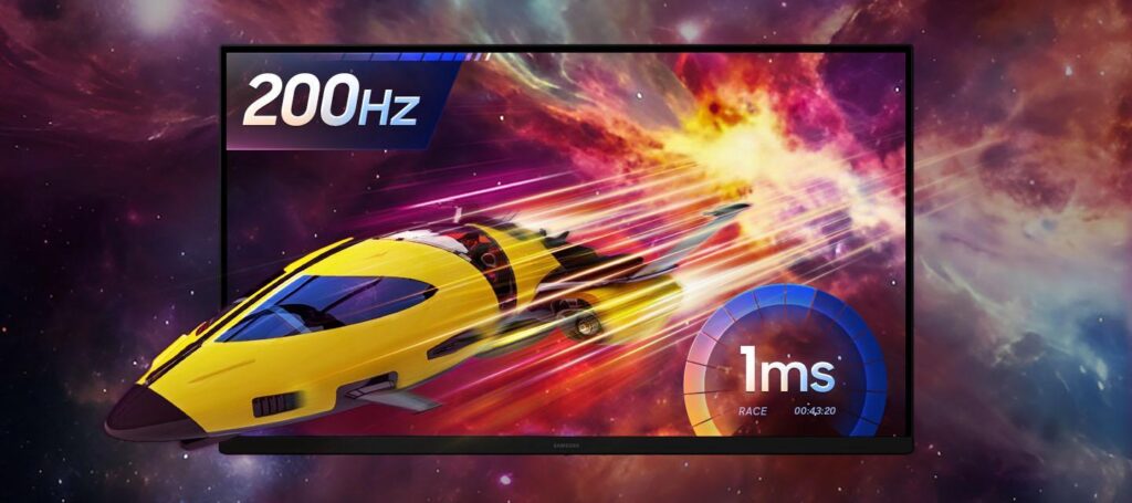 Màn hình Samsung Odyssey OLED G8 đặt trong không gian chơi game