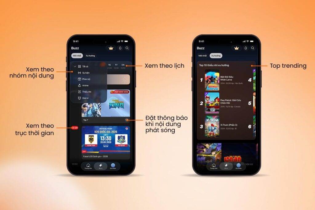 Khu vực Sport Zone trên giao diện FPT Play