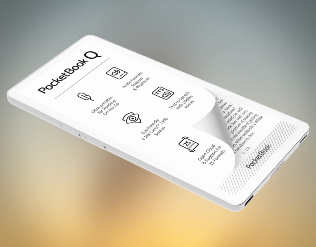 PocketBook Q được sử dụng để đọc sách trong không gian thiếu sáng