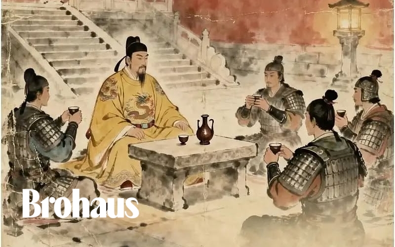 Các nhân vật ngồi đối thoại bên bàn tiệc với không khí trầm lắng