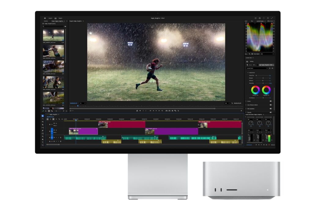 Biểu đồ mô tả khả năng ghép bốn Mac Studio thành cụm AI