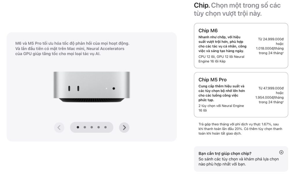 Mặt sau Mac mini với các cổng kết nối Thunderbolt và Ethernet