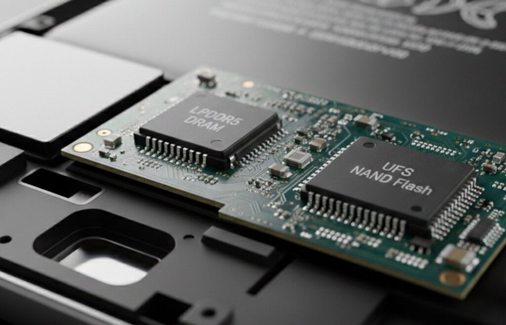 Chip xử lý flagship đặt cạnh mô-đun RAM và bộ nhớ trong