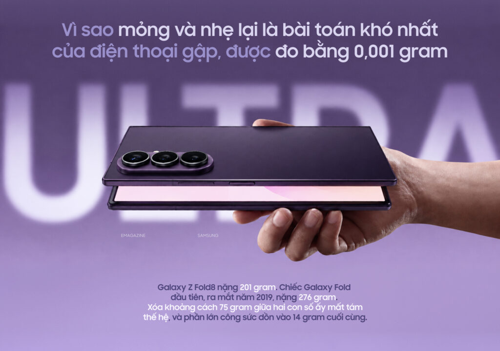 Cận cảnh bản lề của điện thoại gập trong trạng thái mở