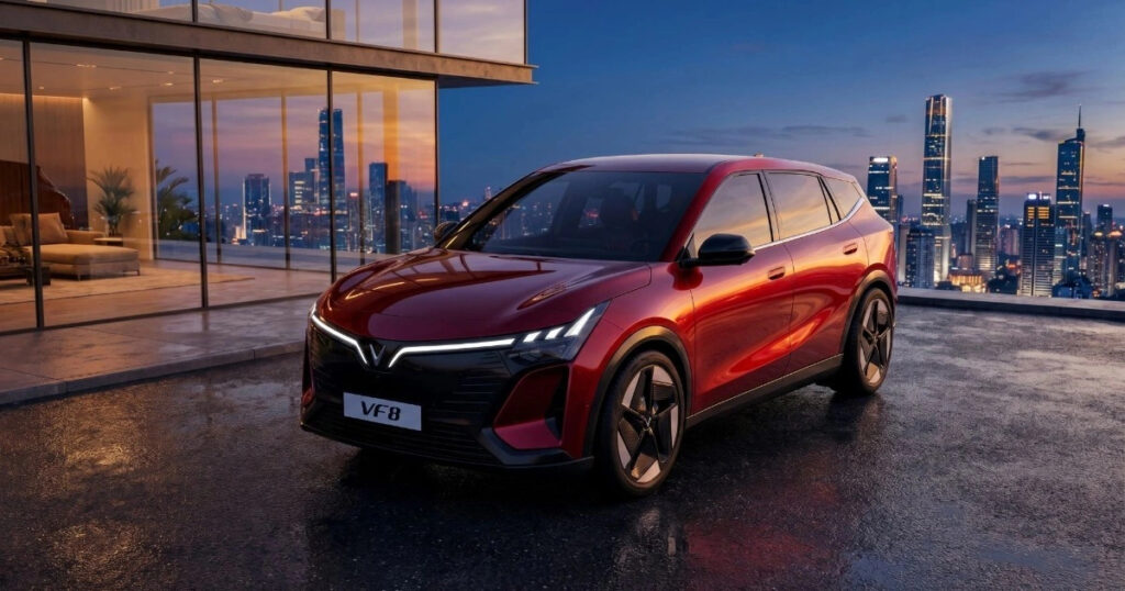 Mẫu VinFast VF e34 trong không gian trưng bày