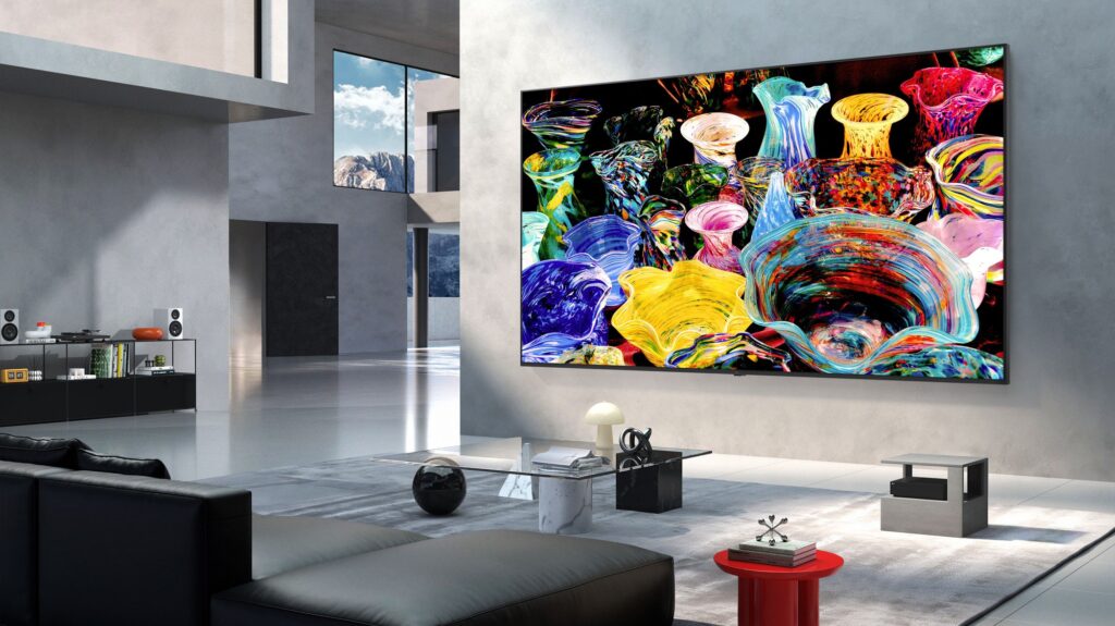 TV LG Mini RGB evo với thiết kế màn hình lớn đặt trong phòng khách