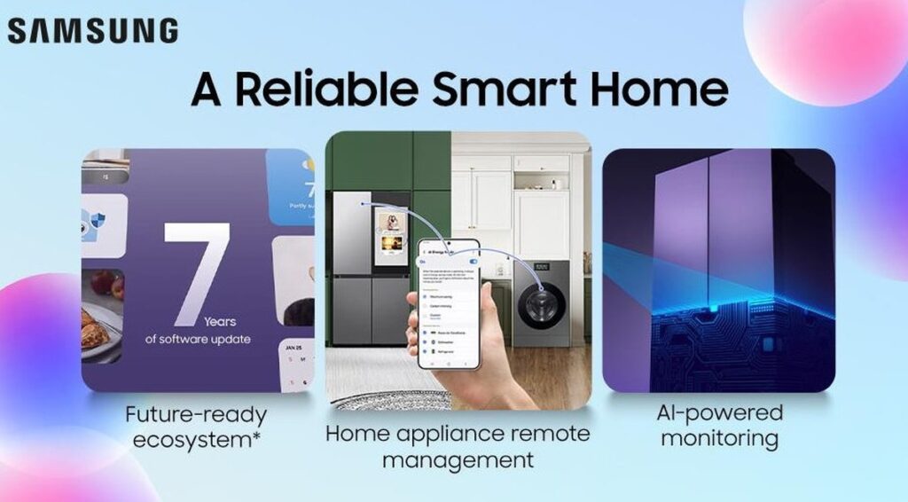 Người dùng thao tác với điện thoại Galaxy trong không gian hiện đại