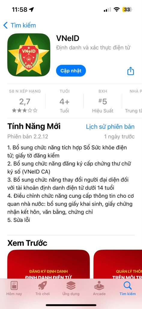 Giao diện Sổ sức khỏe điện tử trên ứng dụng VNeID