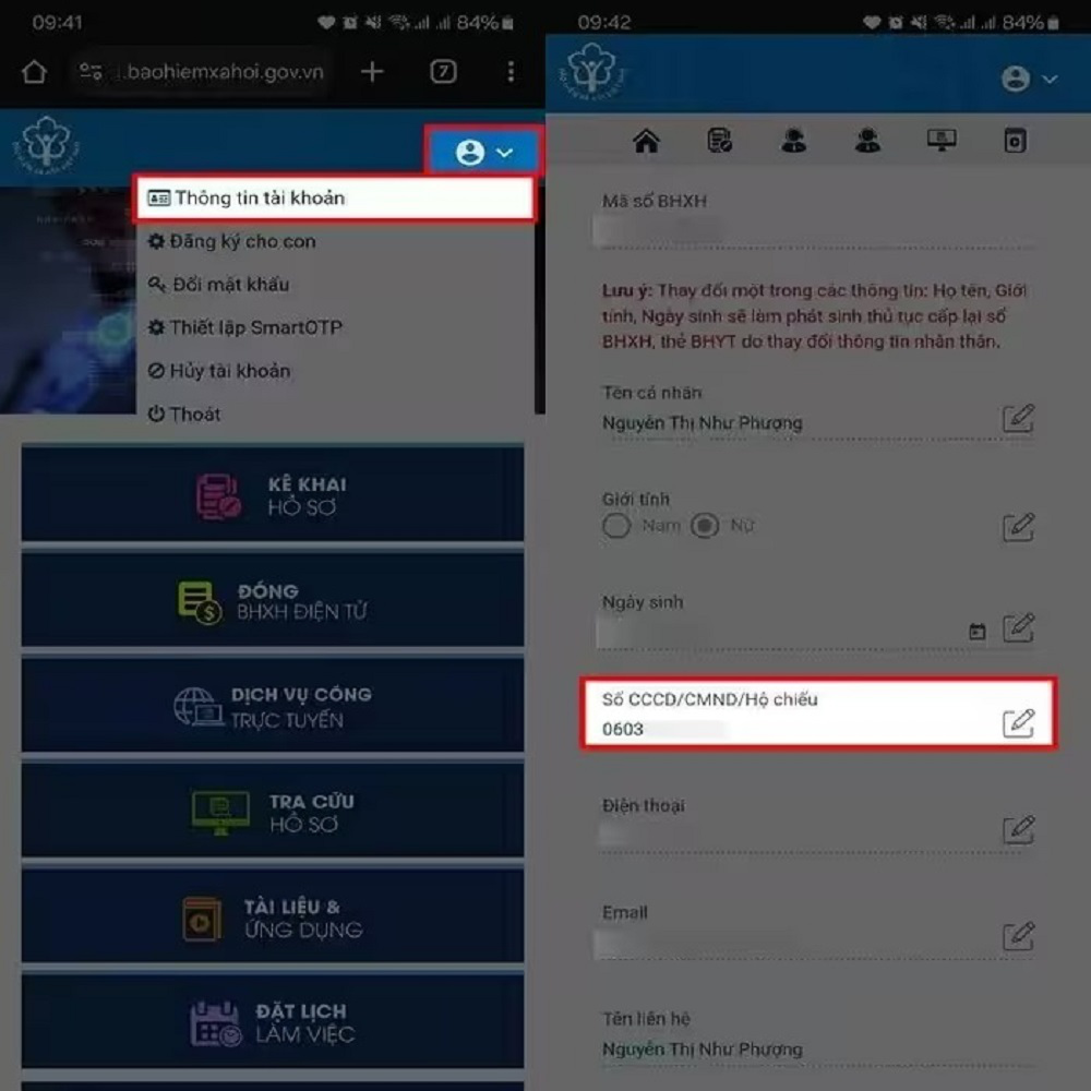 Trang đăng nhập Cổng Dịch vụ công BHXH trên máy tính