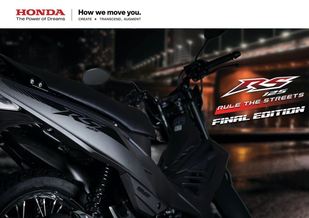 Phần đầu Honda RS125 với đèn pha LED và kính chắn gió nhỏ