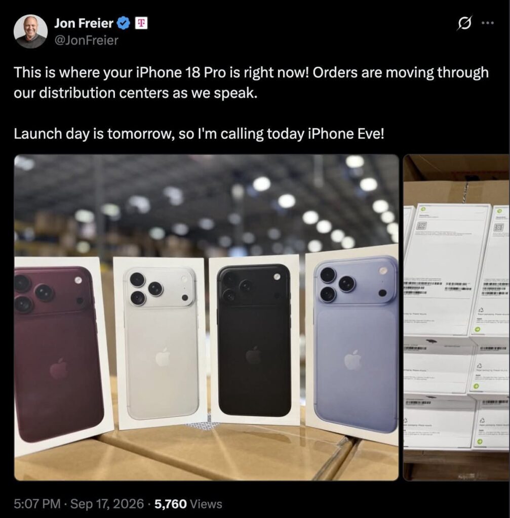 Nhiều hộp iPhone 18 Pro được xếp tại trung tâm phân phối