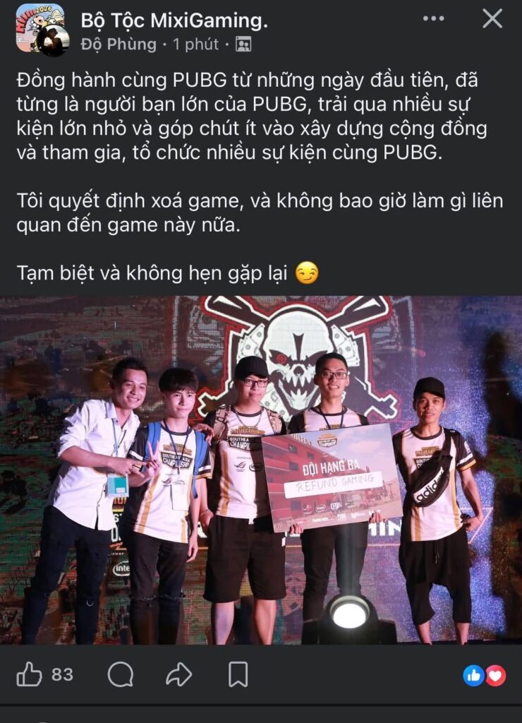 Độ Mixi chia sẻ quan điểm về việc xóa PUBG PC