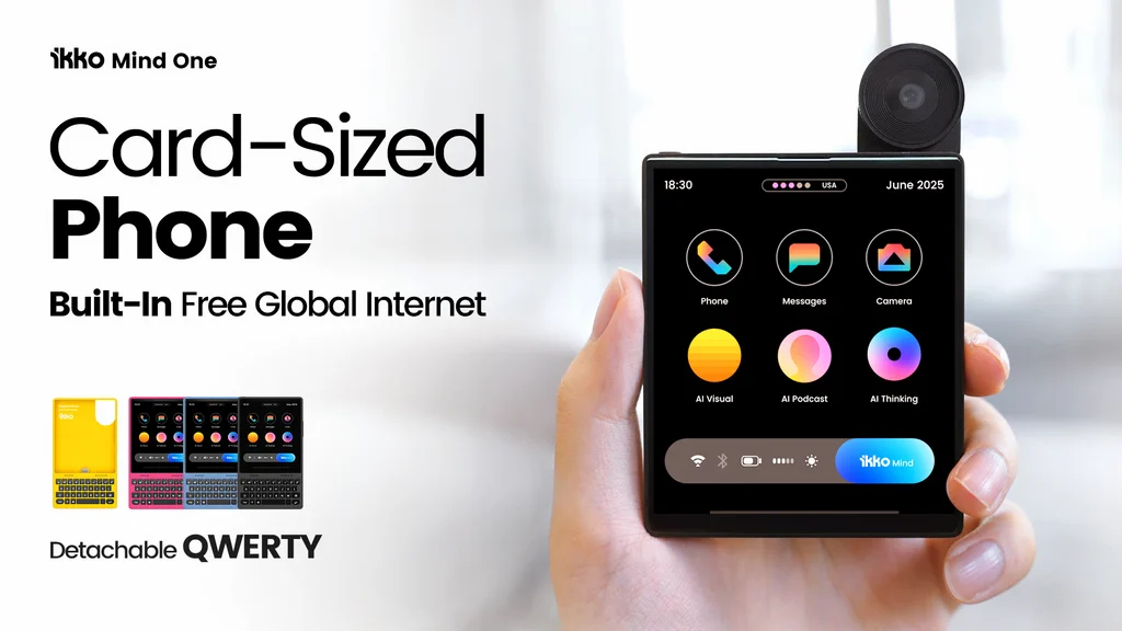 Mặt trước iKKO MindOne Pro hiển thị màn hình AMOLED vuông