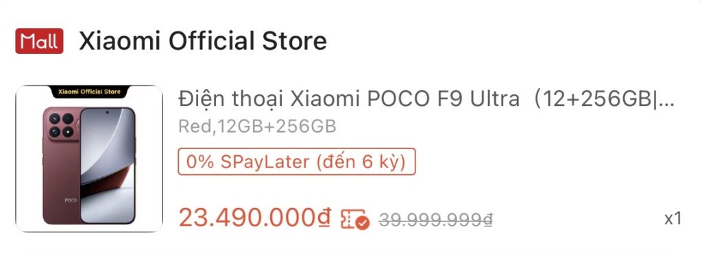Điện thoại POCO F9 Ultra trong chương trình khuyến mại trực tuyến