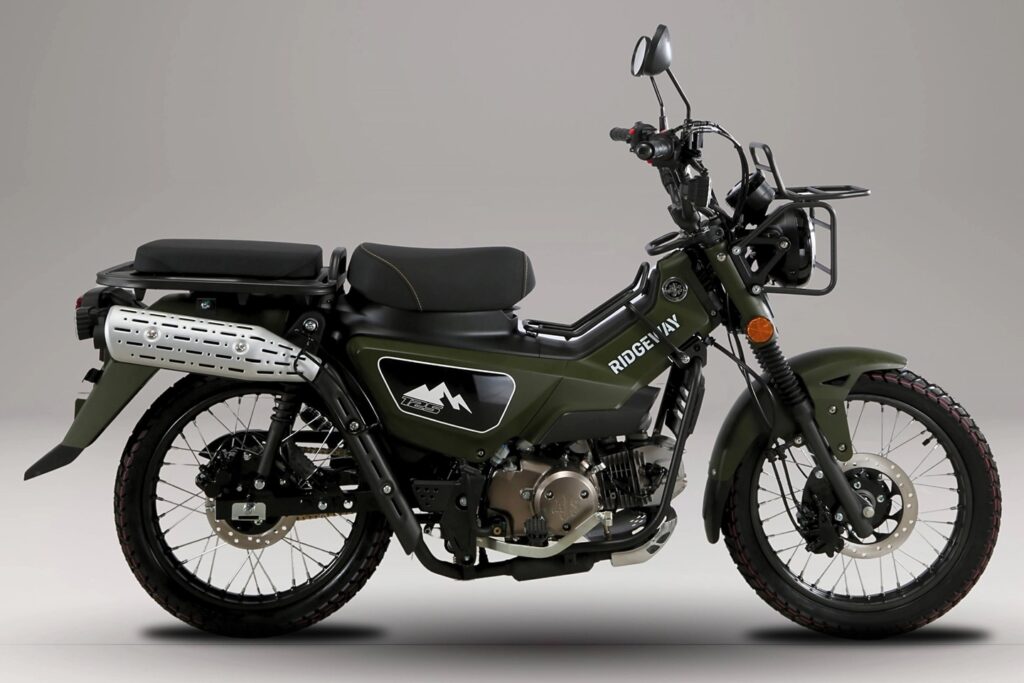 Phần đầu xe AJS Ridgeway 125 có giá chở đồ bằng thép