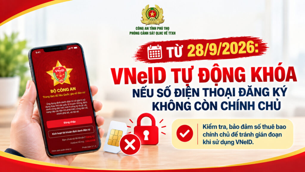 Màn hình VNeID hiển thị danh sách số điện thoại được tích hợp