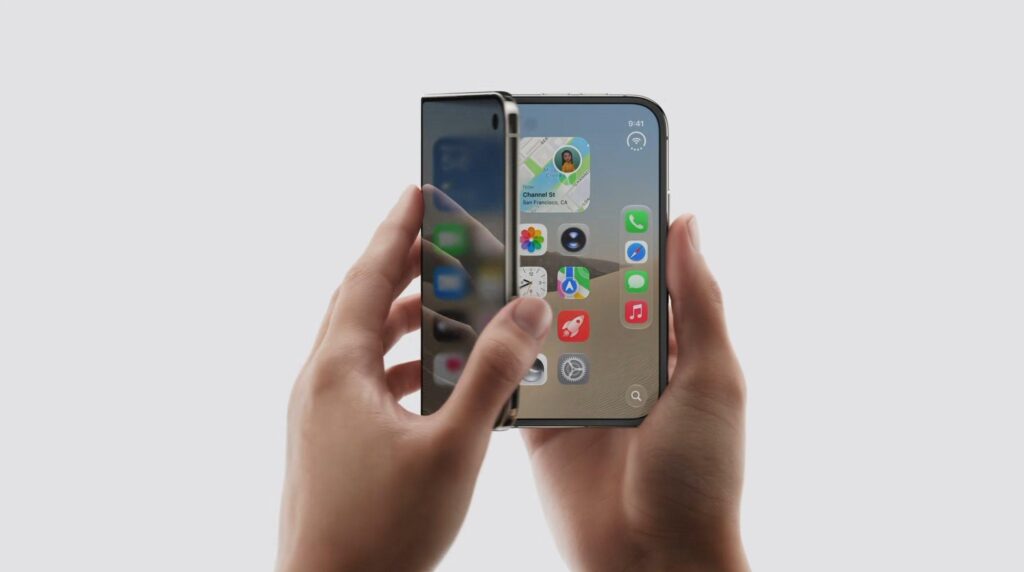 Cận cảnh bản lề của iPhone Duo khi mở máy