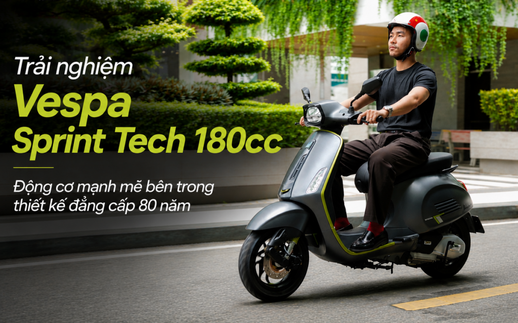 Vespa Sprint Tech 180cc trong không gian giới thiệu phiên bản mới