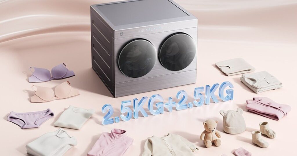 Máy giặt sấy mini Xiaomi Mijia 5kg với thiết kế hai khoang ở mặt trước