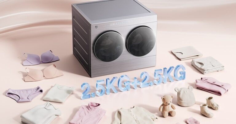Máy giặt sấy mini Xiaomi Mijia 5kg với thiết kế hai khoang ở mặt trước
