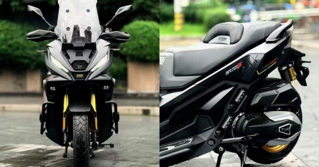 Voge SR450X nhìn từ bên hông với thiết kế scooter cỡ lớn