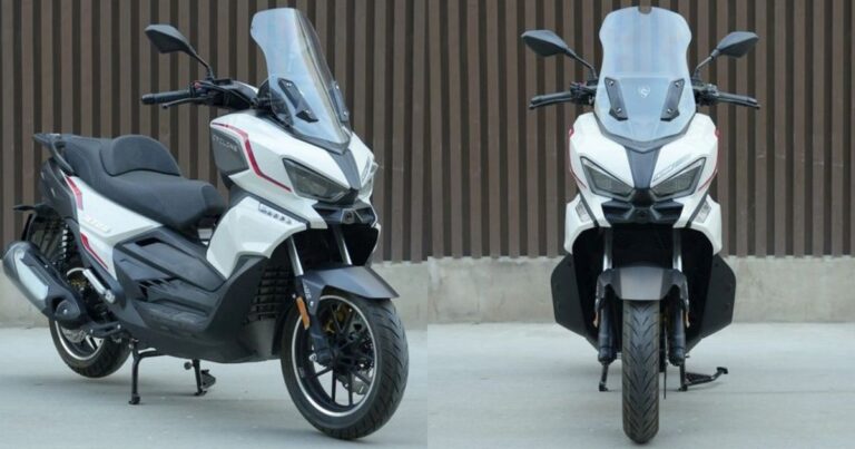 Cyclone RT250 được chụp ở góc nghiêng, làm nổi bật thiết kế thân xe