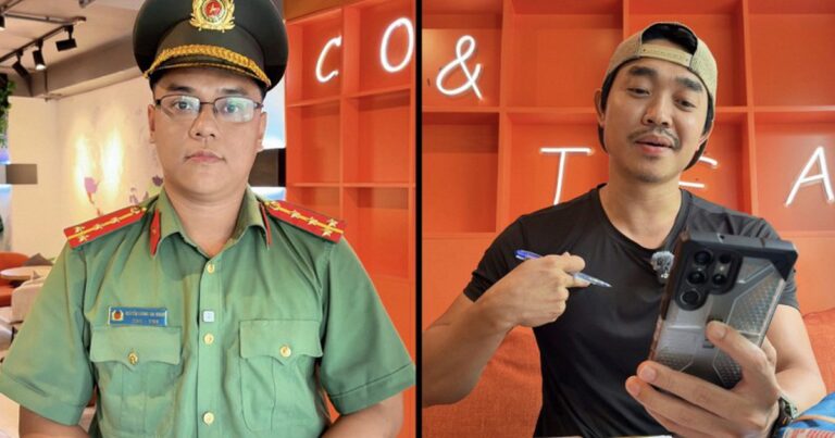 Cán bộ Công an TP.HCM trao đổi cùng TikToker trong clip tuyên truyền phòng chống cá độ bóng đá