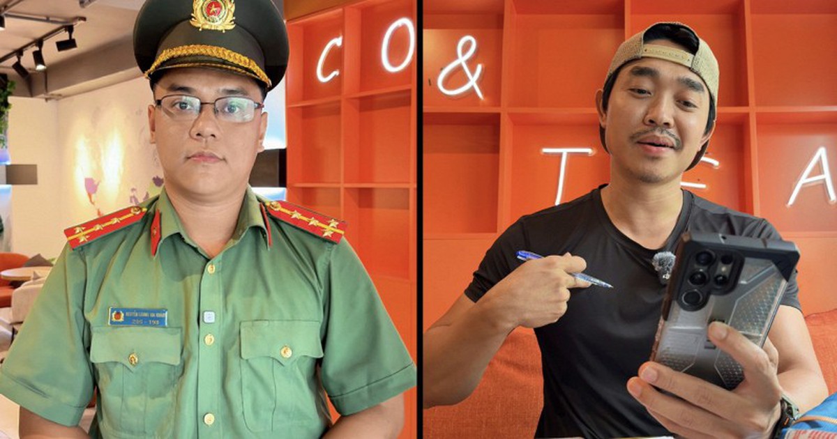 Cán bộ Công an TP.HCM trao đổi cùng TikToker trong clip tuyên truyền phòng chống cá độ bóng đá