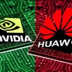 Cụm chip AI Ascend của Huawei được minh họa trong bối cảnh trung tâm dữ liệu