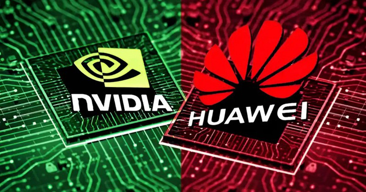 Cụm chip AI Ascend của Huawei được minh họa trong bối cảnh trung tâm dữ liệu