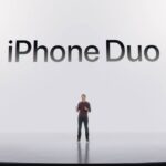 iPhone Duo được minh họa ở trạng thái đóng với màn hình ngoài nhỏ gọn
