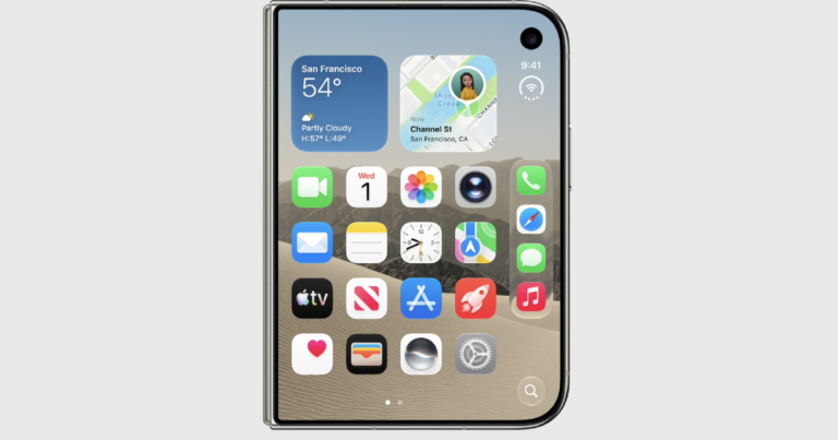 iPhone Duo mở ra với màn hình trong 7,6 inch và thanh ứng dụng ở cạnh phải
