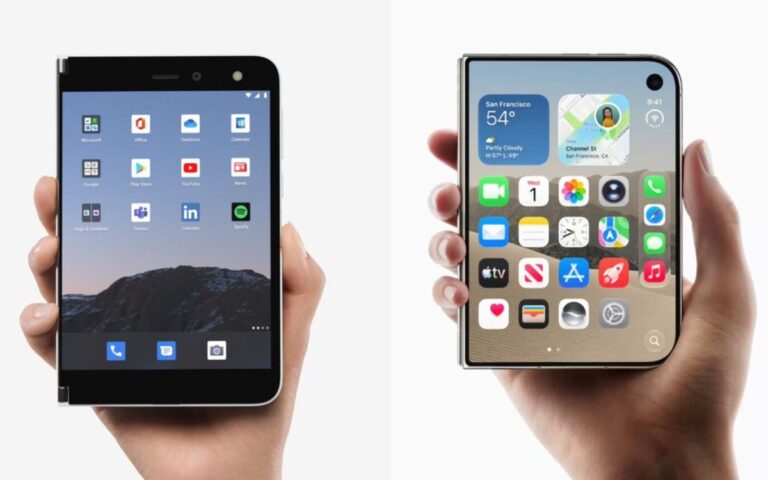 iPhone Duo và Surface Duo mở ra với thiết kế dạng sổ