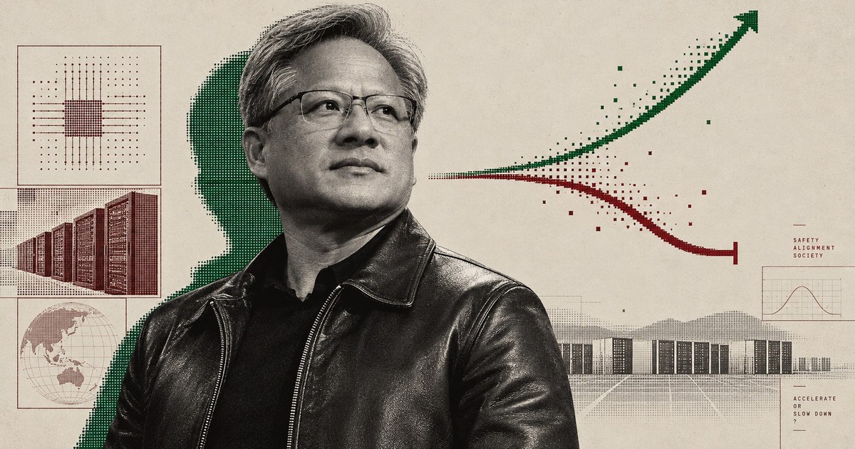 Jensen Huang phát biểu trên sân khấu tại một sự kiện công nghệ ở Los Angeles