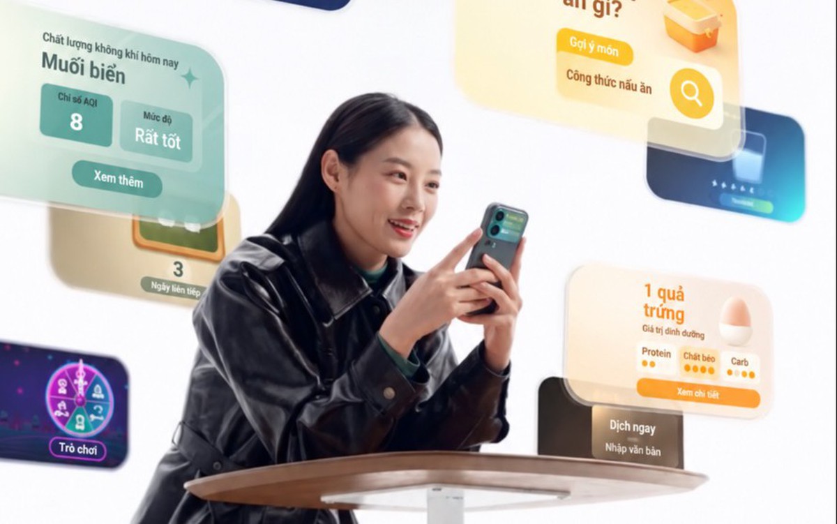 Mặt lưng điện thoại Xiaomi với màn hình phụ hiển thị giao diện tiện ích